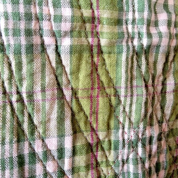 Vtg Reversible Quilted Christmas Apron With Holly & Plaid Design Adjustable Srap - Picture 7 of 12